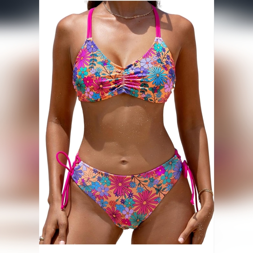 Nwt Size XL Floral Reversible Bottom Bikini